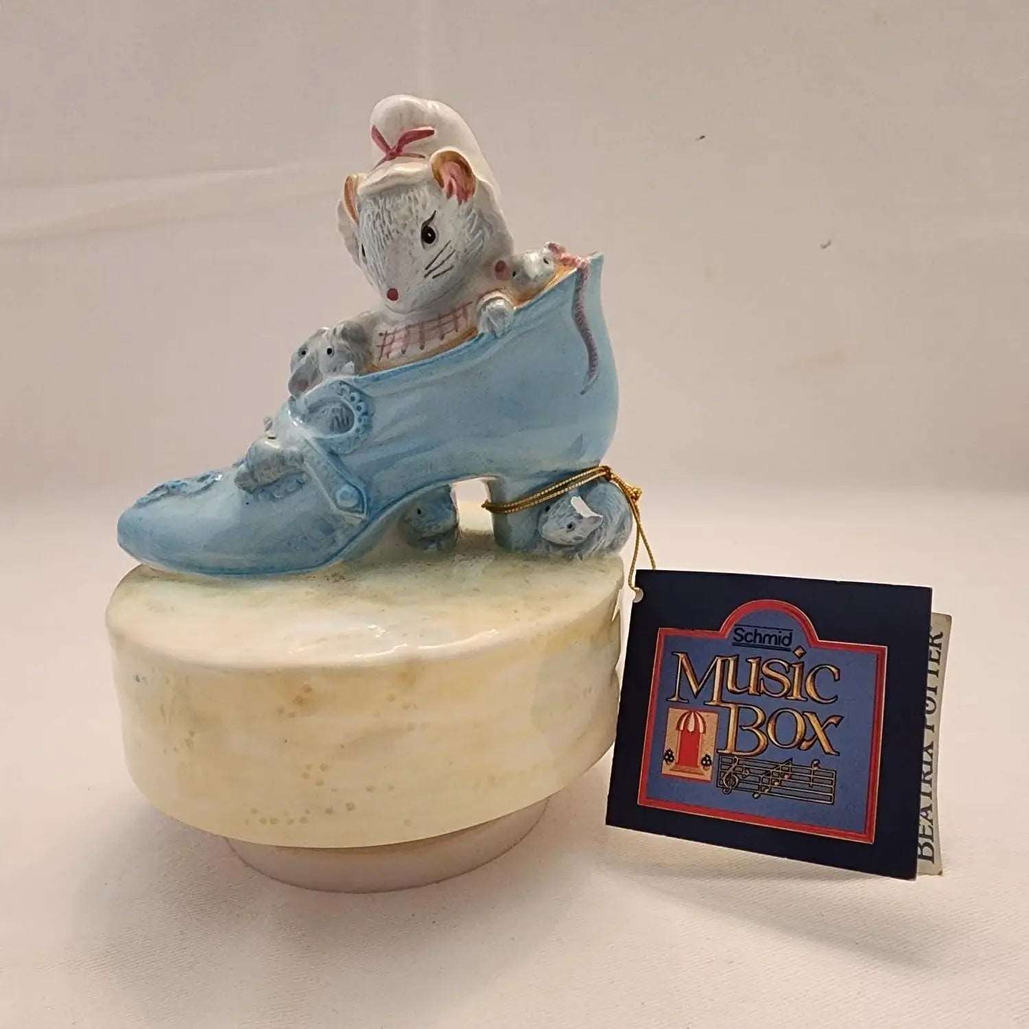Beatrix Potter "The Old Woman Who Lived In A Shoe" Musical Box - Mulberry Lane Inspirations Baby Shower Music Box Collectible