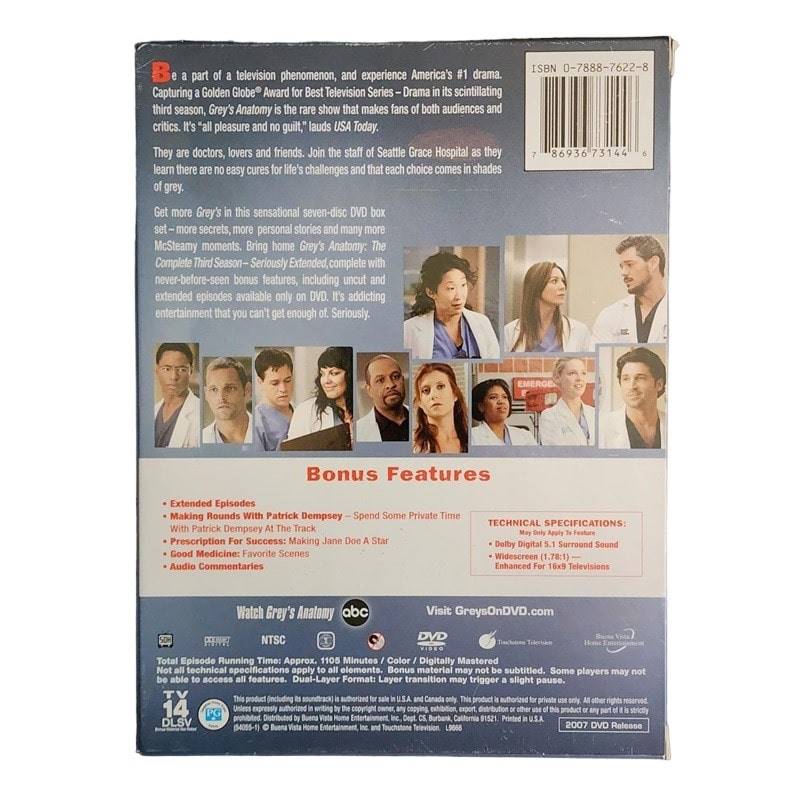 Grey's Anatomy: The Third Season (Seriously Extended) - Mulberry Lane Inspirations Collecting TV Series DVD