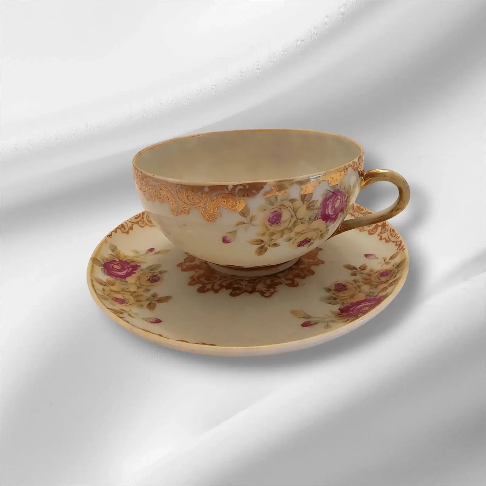 Cup and saucer on two books, creating a cozy reading nook.