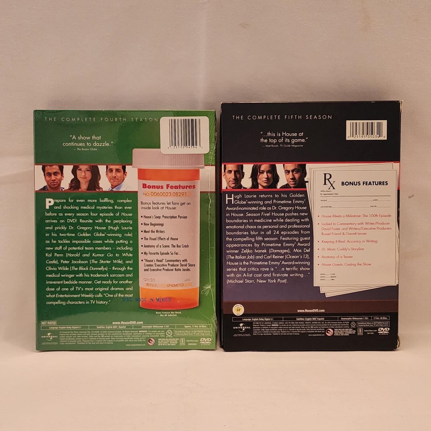 House Season 4 DVD box set: A collection of DVDs containing the fourth and fifth season of the TV show "House".