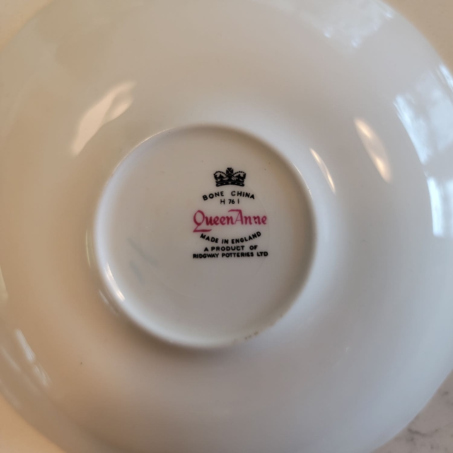 Queen Anne Flower Pattern #8361 Vintage Tea Cup and Saucer Set - Mulberry Lane Inspirations Blue Border Teacup & Saucer