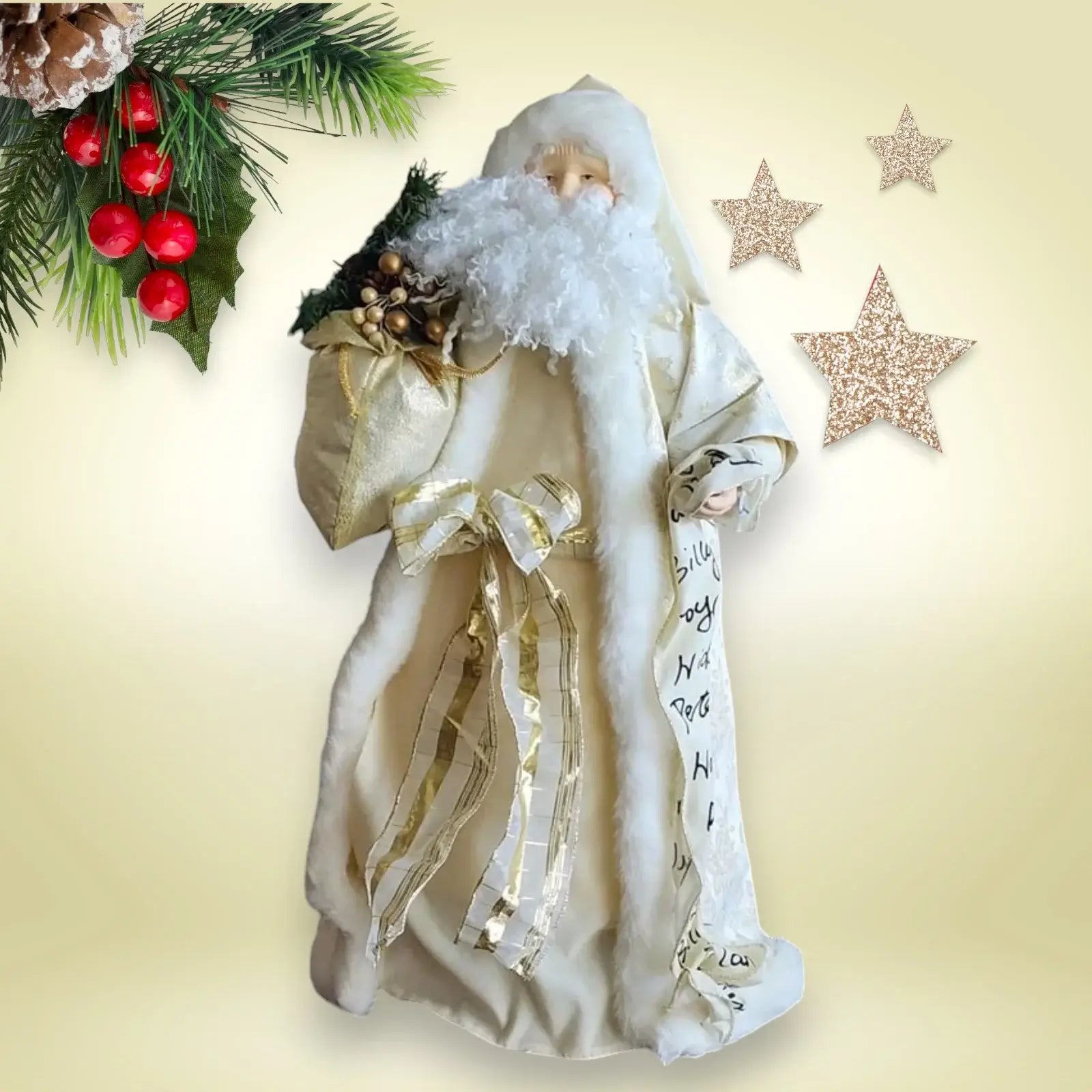 Saint Nick Vintage Tree Topper, Tabletop or Mantel Porcelain Figurine - Mulberry Lane Christmas Figurine