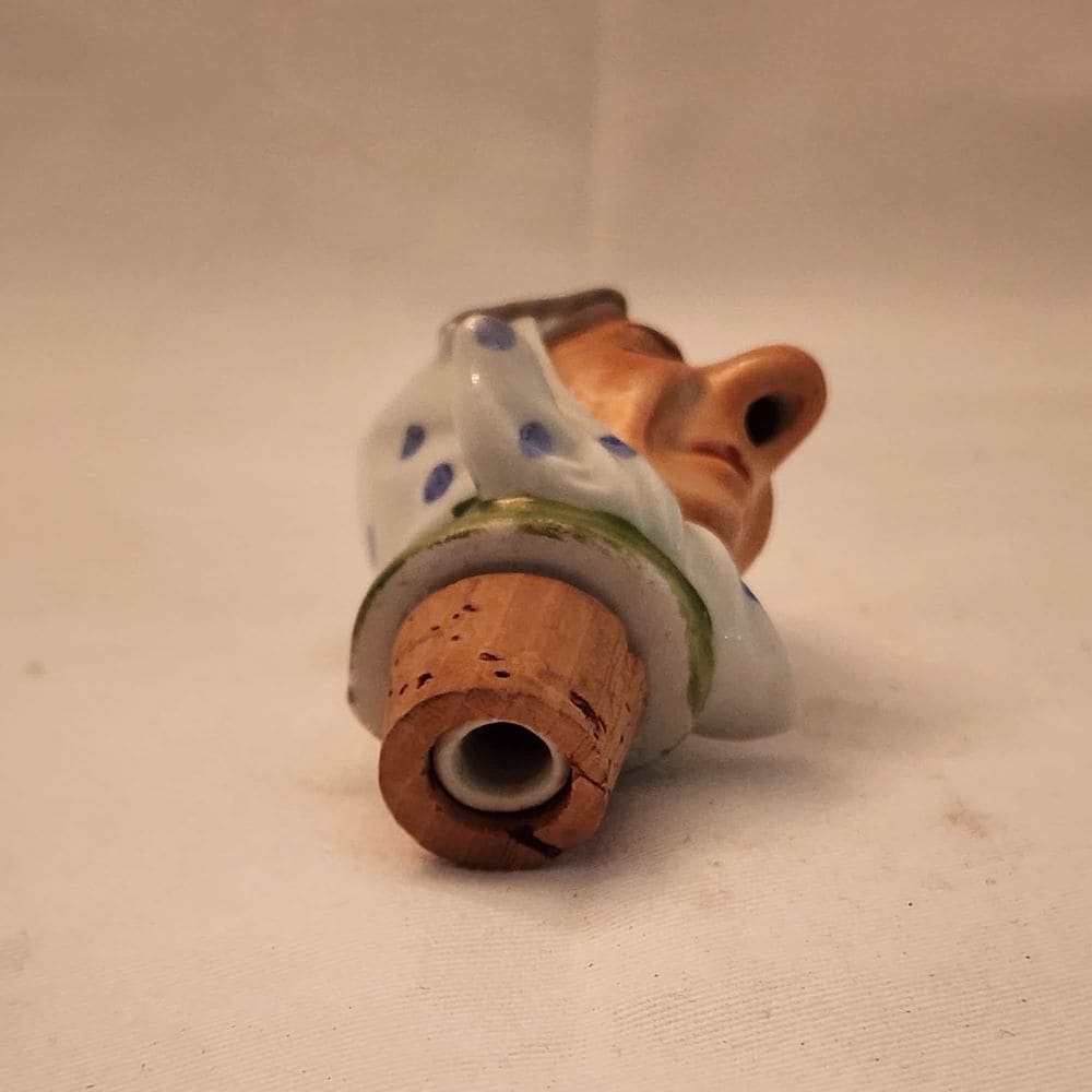 Women's Head in Head Wrap Porcelain Vintage Bottle Stopper - Mulberry Lane Inspirations 1920s-1940s Cork Stopper
