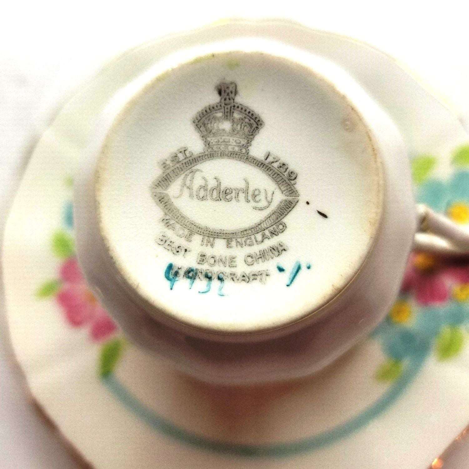 Adderley Pastel Flowers Vintage Tea Cup and Saucer Set
