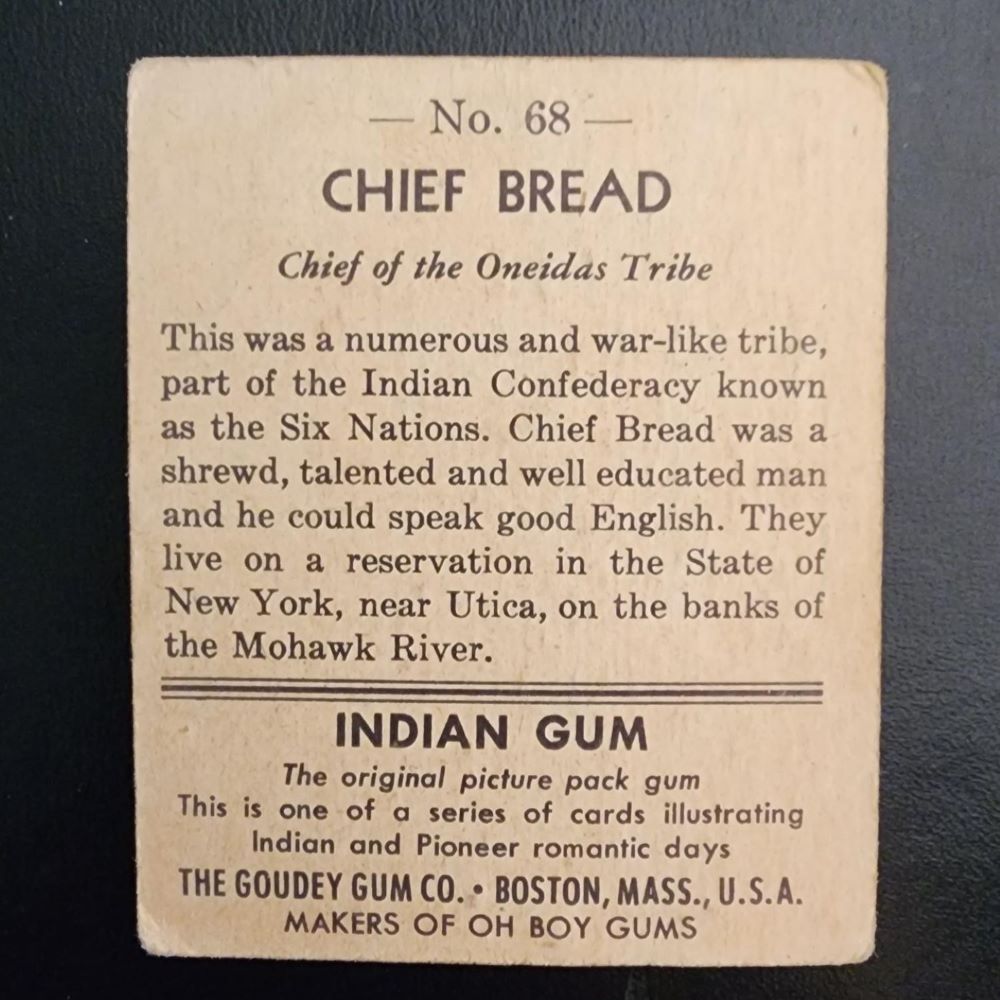 1947 Indian Chewing Gum - Chief Bread #68