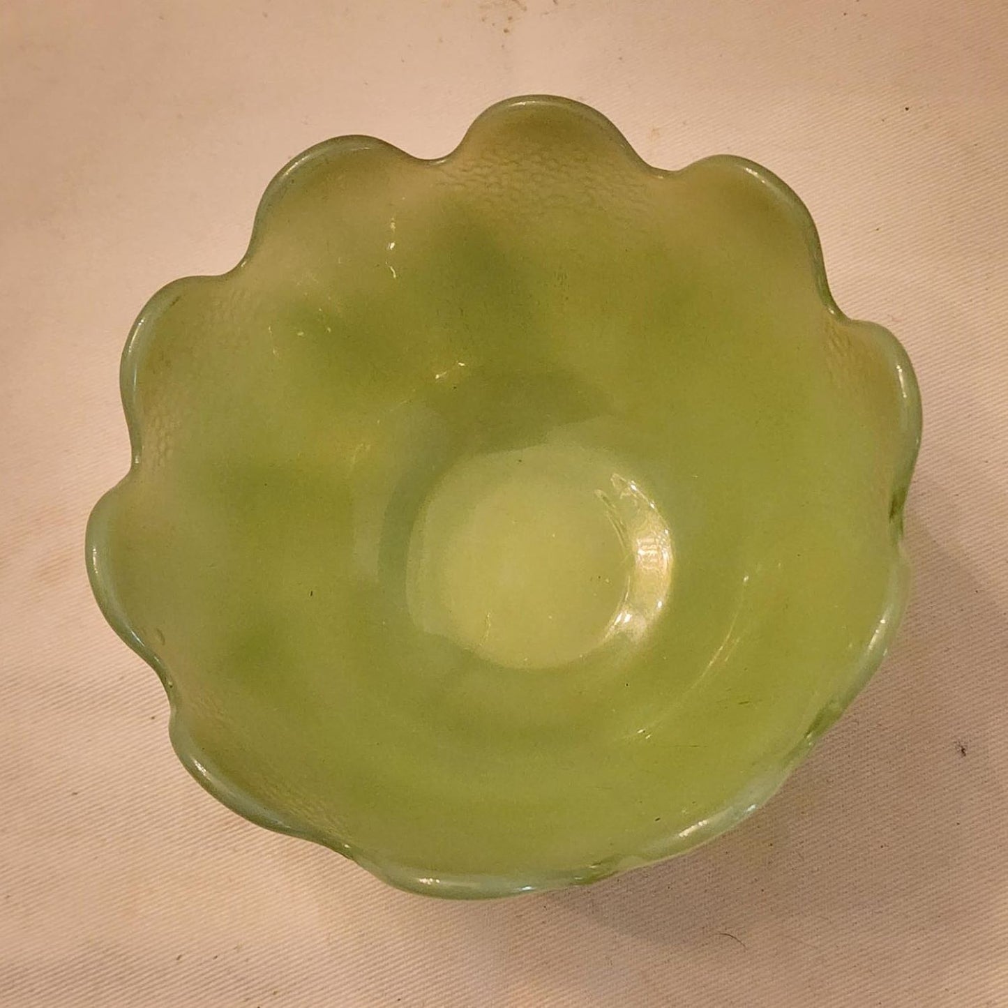 Jadeite Blossom Bowl - "Lotus" pattern - Fire King by Anchor Hocking