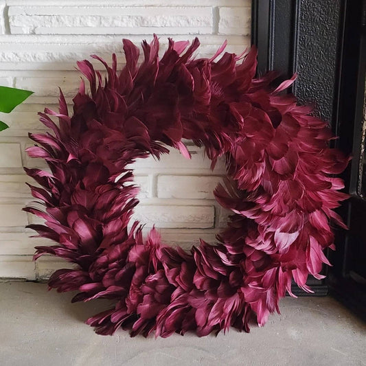 Aubergine or Eggplant Feathered Luxurious Wreath