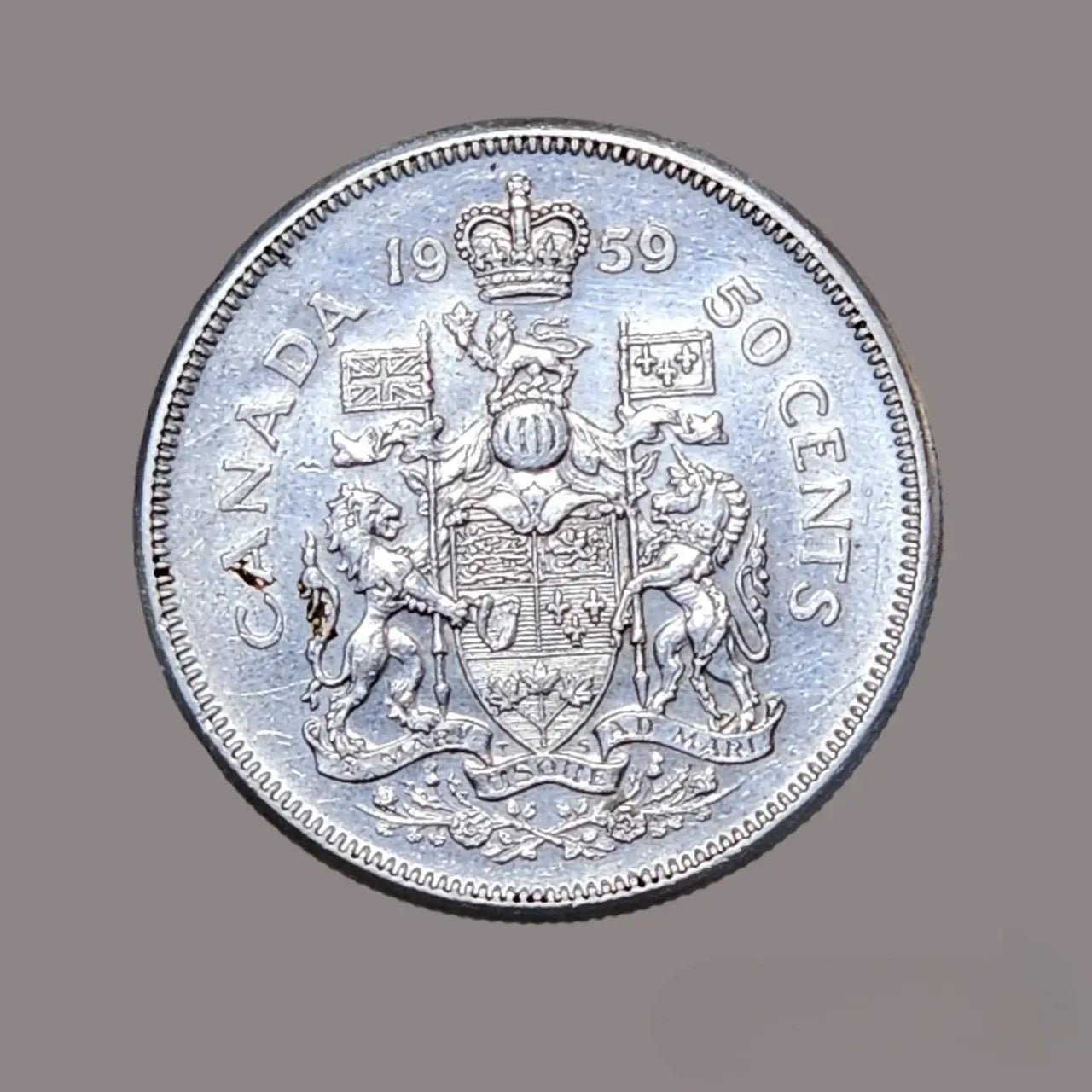 Canada 1959 Half Dollar Silver Coin - Queen Elizabeth II - Mulberry Lane 1950s Memorabilia Collectible Coin