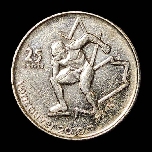 A coin featuring a man gracefully skating on its surface, showcasing elegance and movement.