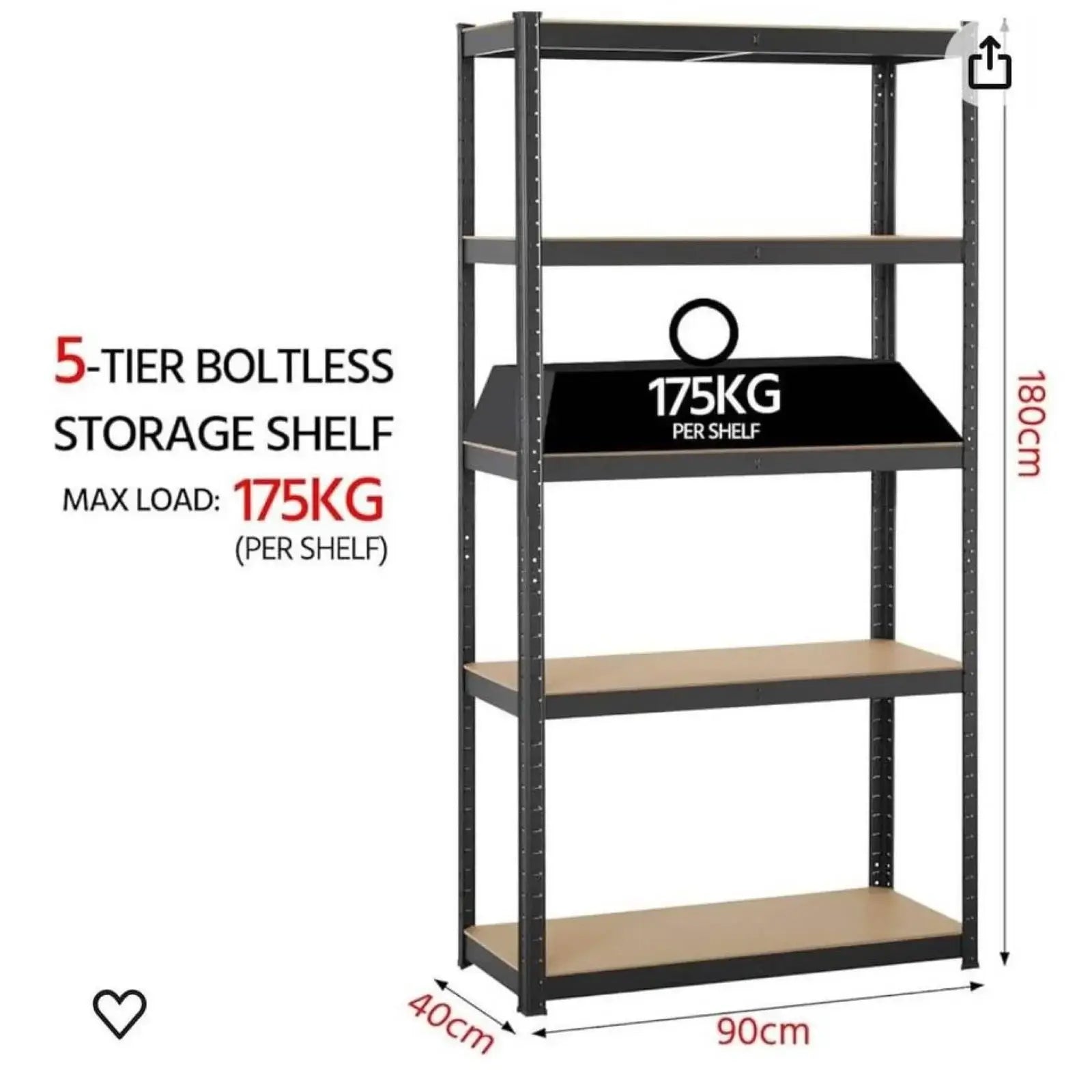 Five (5) Tiers Boltless Adjustable Storage Shelf Rack - Great for Garage - Mulberry Lane #adjustable Shelving Unit