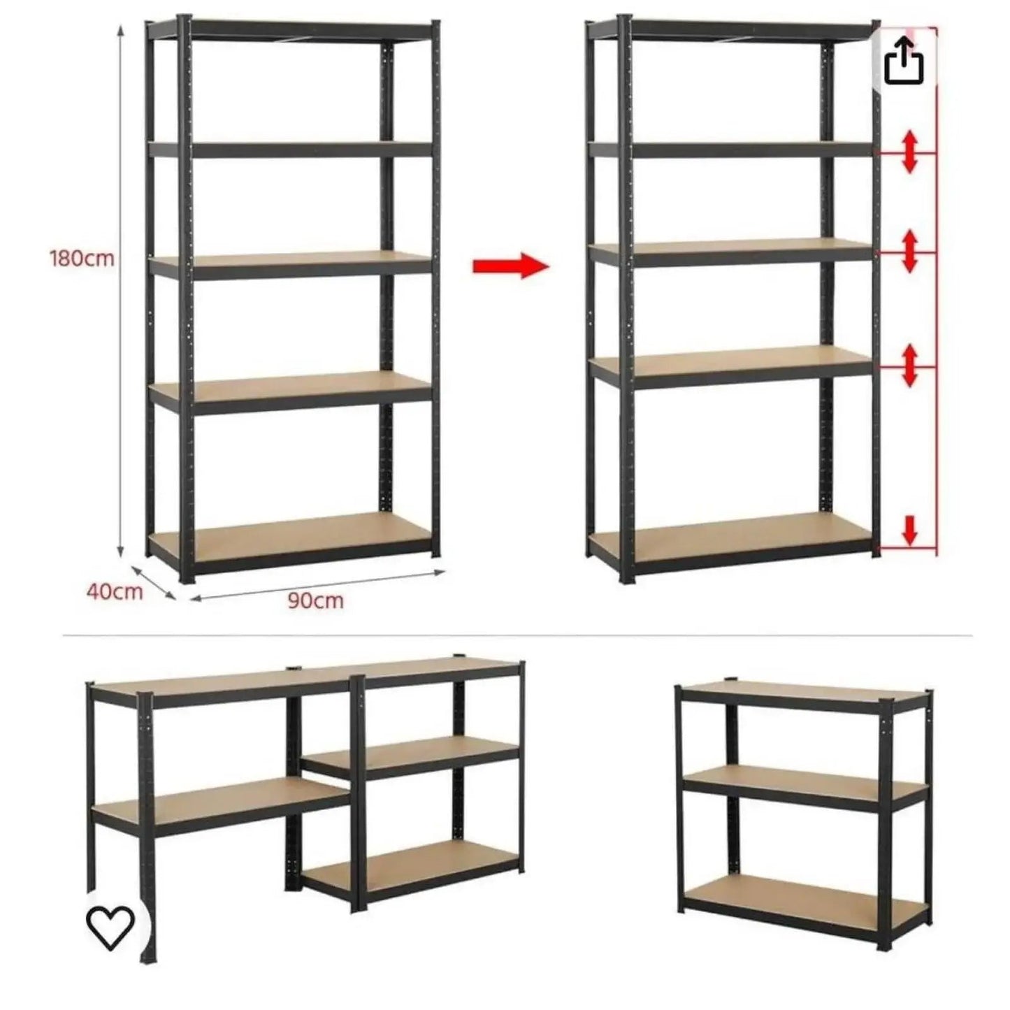 Five (5) Tiers Boltless Adjustable Storage Shelf Rack - Great for Garage - Mulberry Lane #adjustable Shelving Unit