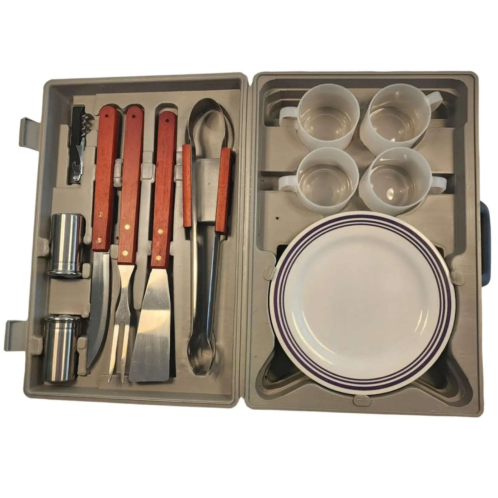 Full Picnic and BBQ Set in Sturdy Carry Case - Mulberry Lane Inspirations BBQ tools in storage case Picnic and BBQ Set