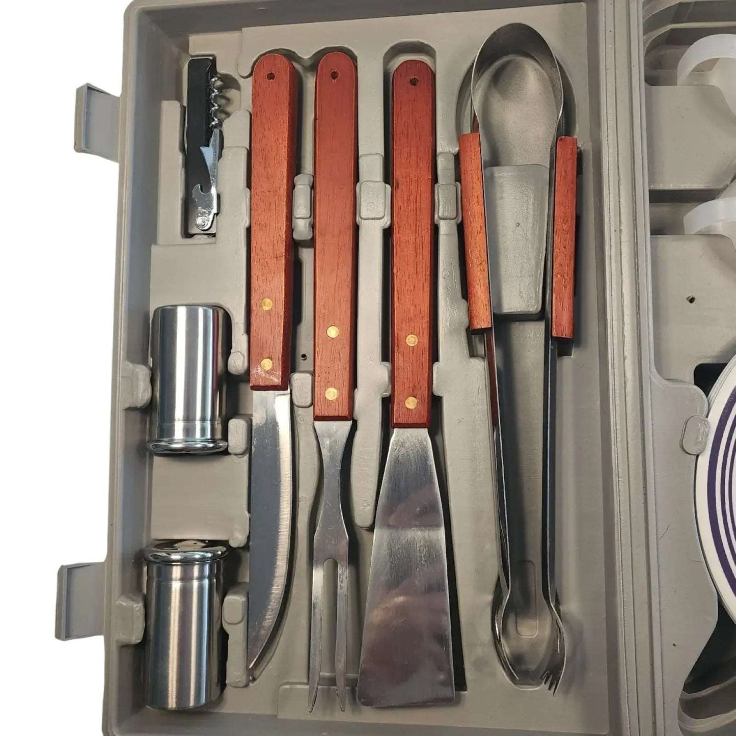 Full Picnic and BBQ Set in Sturdy Carry Case - Mulberry Lane Inspirations BBQ tools in storage case Picnic and BBQ Set