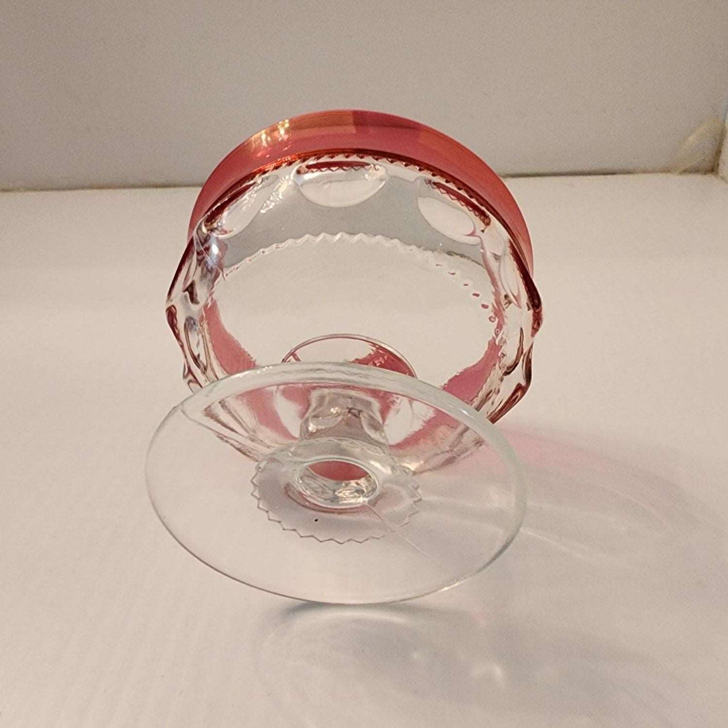 Indiana Glass Kings Crown Ruby Flash Thumbprint Vintage Sherbet Dessert Cup - Mulberry Lane Inspirations america Sherbert Cup