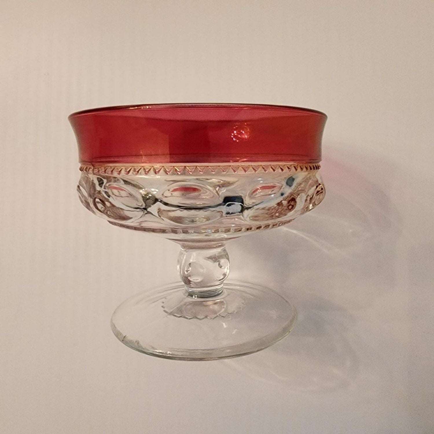 Indiana Glass Kings Crown Ruby Flash Thumbprint Vintage Sherbet Dessert Cup - Mulberry Lane Inspirations america Sherbert Cup