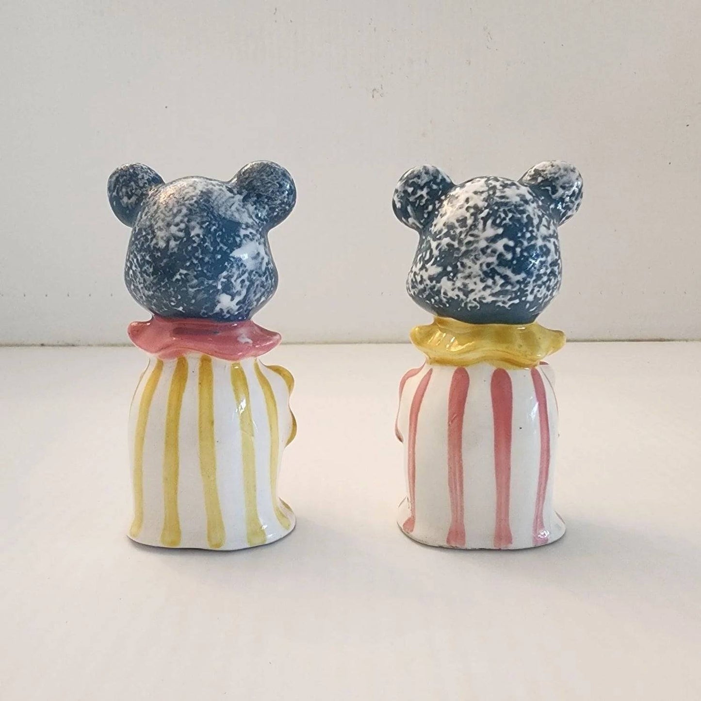Mice Vintage Salt and Pepper Shaker Set pink blue and yellow