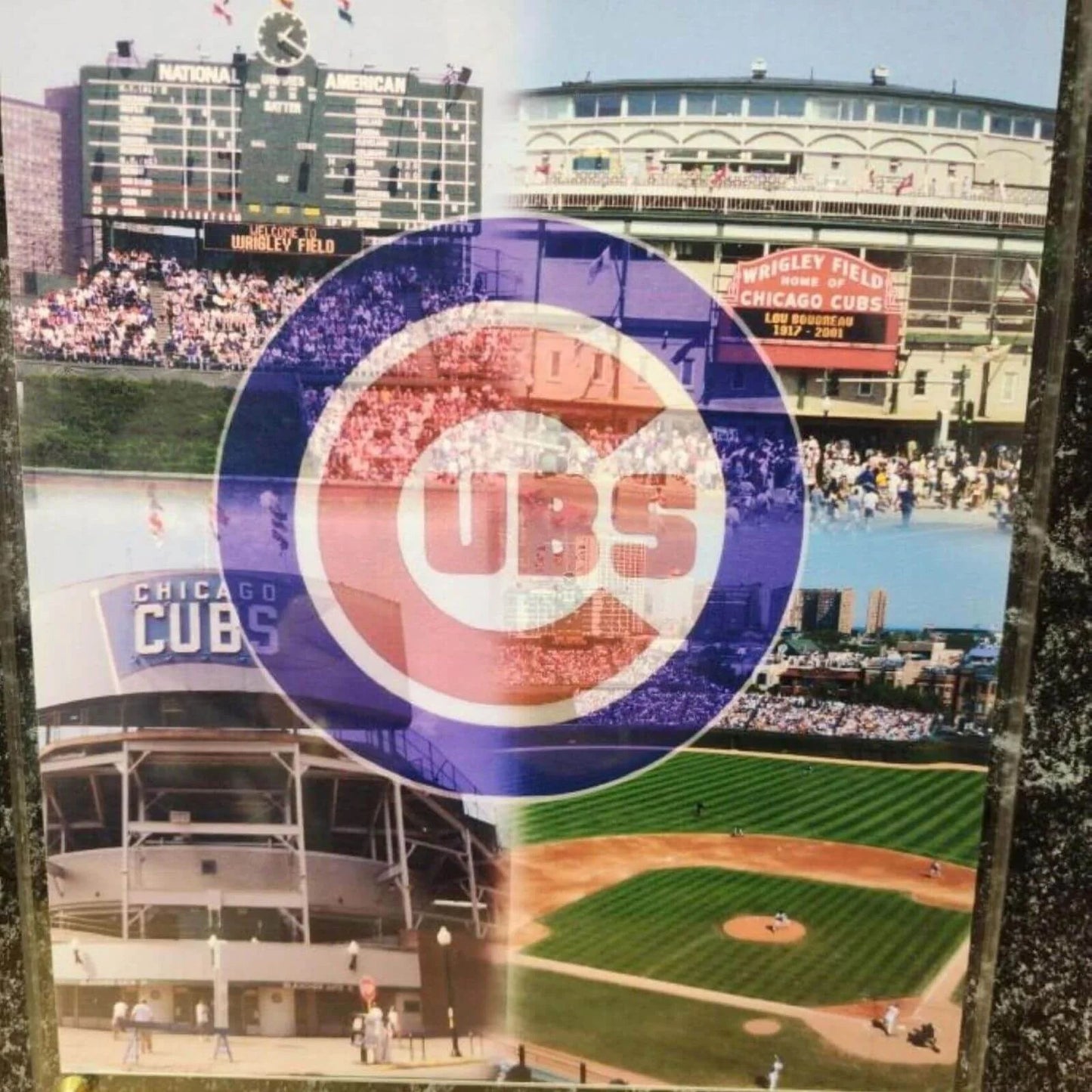 Commemorative plaque at Wrigley Field honoring the Chicago Cubs, a historic baseball team.
