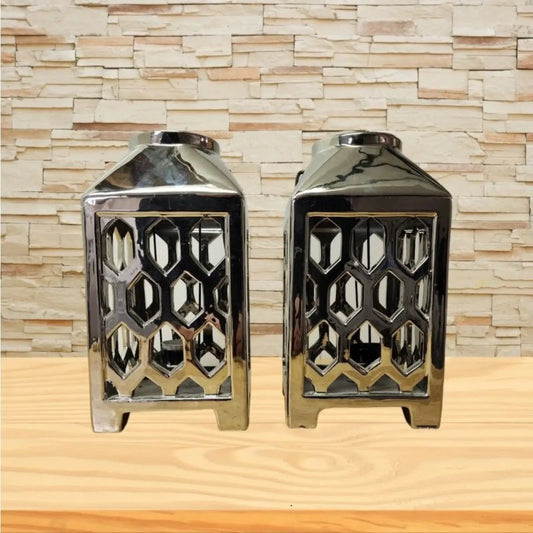 Modern Two Square Medium Size Candle Holders for Home Décor - Mulberry Lane Artisanal Candle Holders Candle Holder