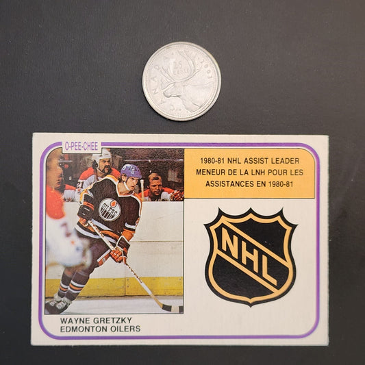 A hockey card featuring a coin placed beside it, showcasing the sport's memorabilia and potential value.