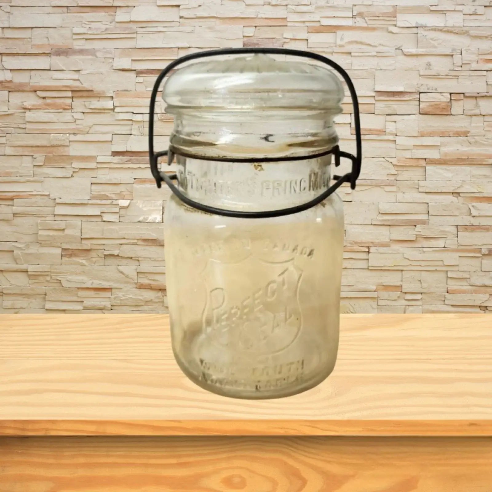 Perfect Seal Vintage Swing Top Wide Mouth Canning Jar Made in Canada 1929 - Mulberry Lane 1920s Home Decor Glass Canning Jar