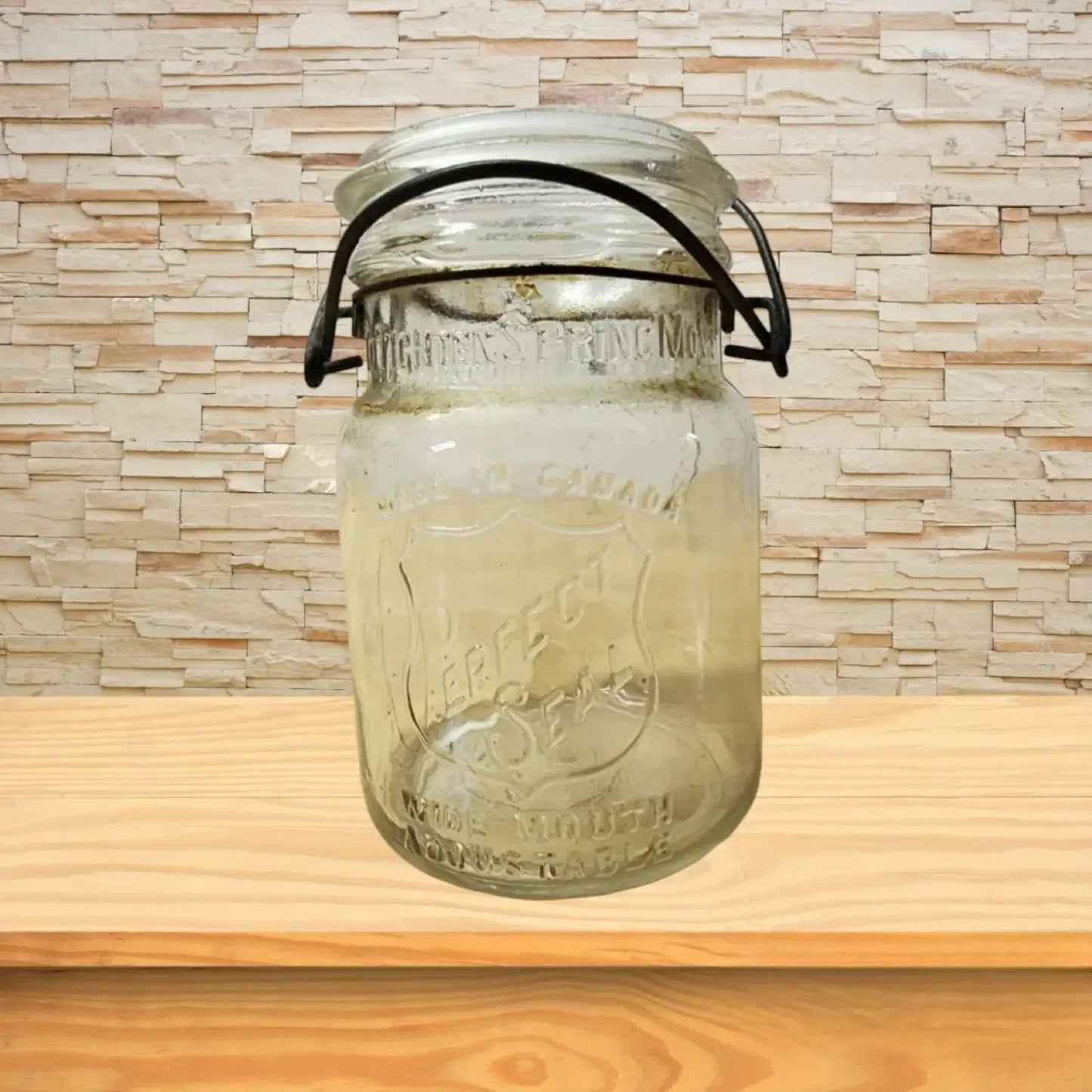 Perfect Seal Vintage Swing Top Wide Mouth Canning Jar Made in Canada 1929 - Mulberry Lane 1920s Home Decor Glass Canning Jar