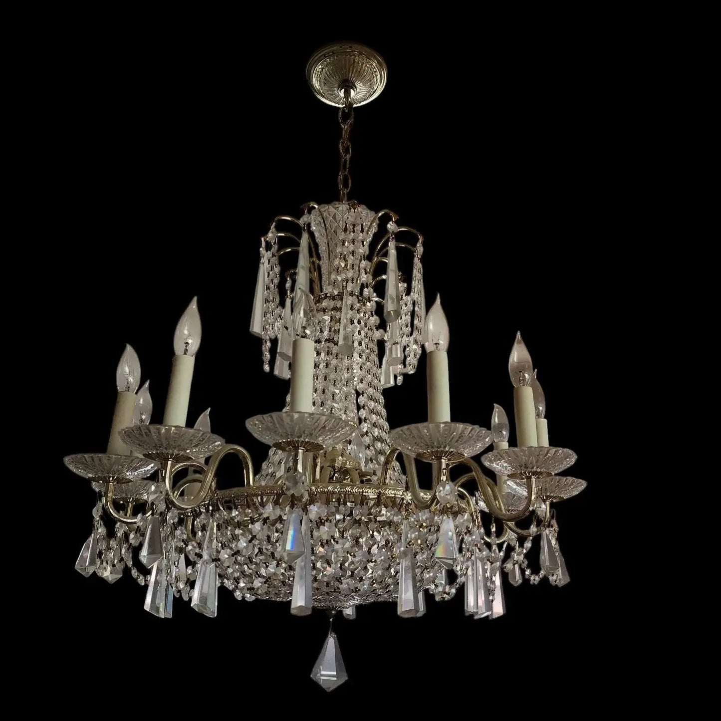 Schonbek Vintage 12 Light Chandelier with Strass Crystal by Swarovski - Mulberry Lane Antique Style Lighting Crystal Chandelier