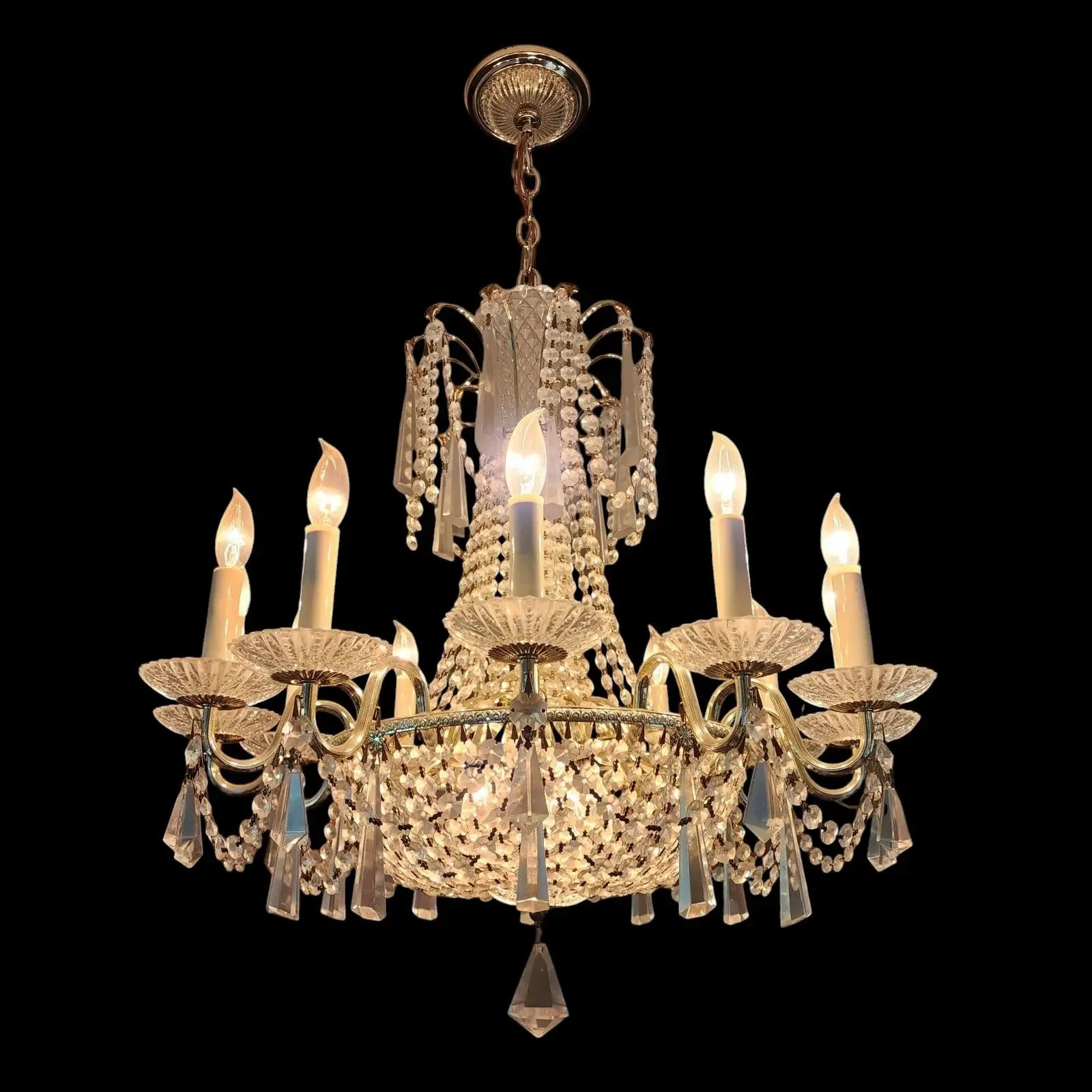 Schonbek Vintage 12 Light Chandelier with Strass Crystal by Swarovski - Antique Style Lighting Crystal Chandelier