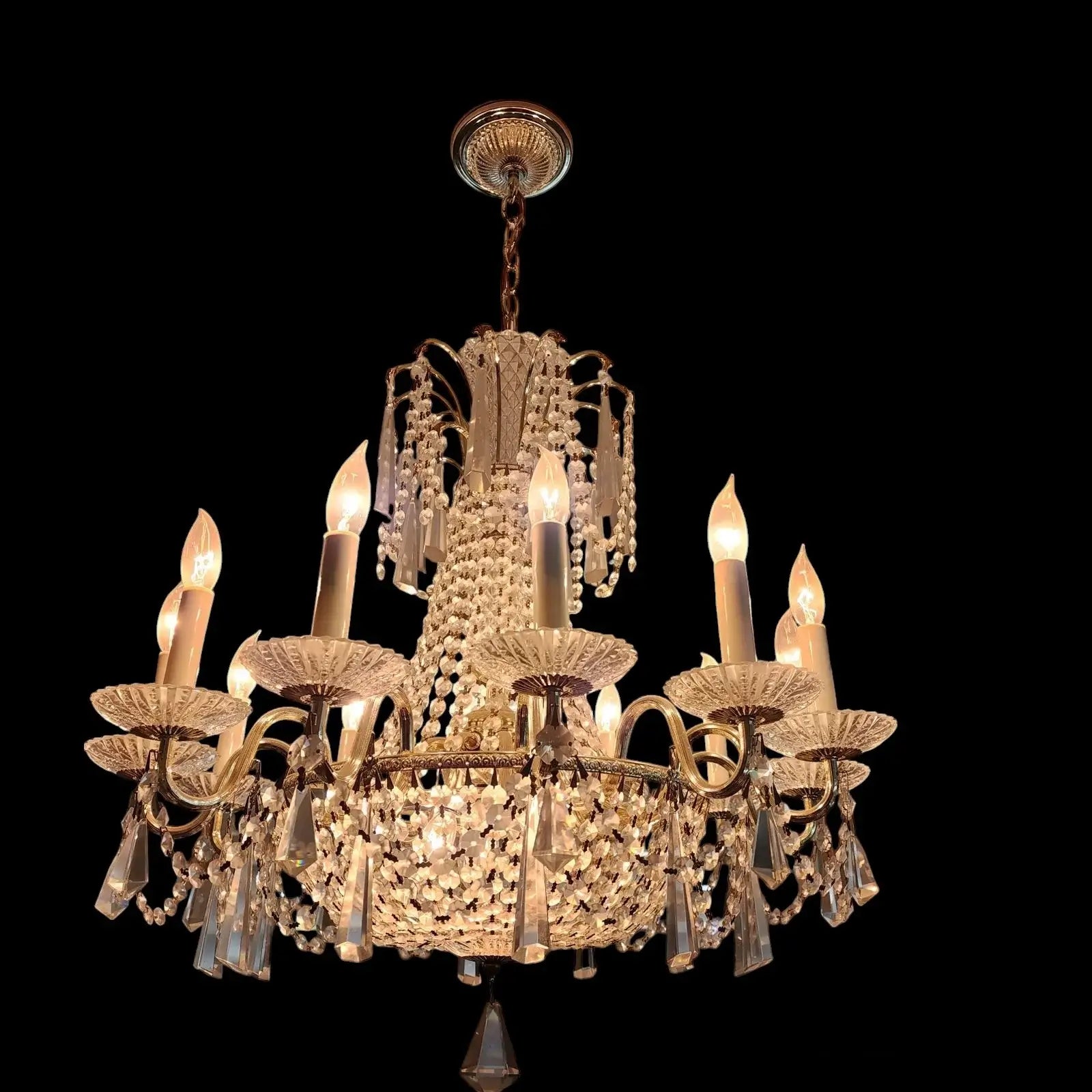 Schonbek Vintage 12 Light Chandelier with Strass Crystal by Swarovski - Mulberry Lane Antique Style Lighting Crystal Chandelier