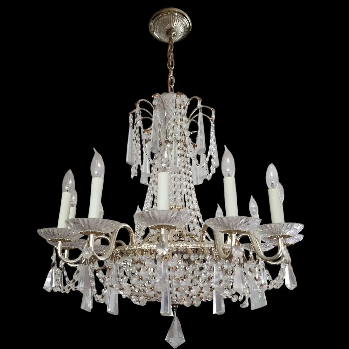 Schonbek Vintage 12 Light Chandelier with Strass Crystal by Swarovski - Mulberry Lane Antique Style Lighting Crystal Chandelier