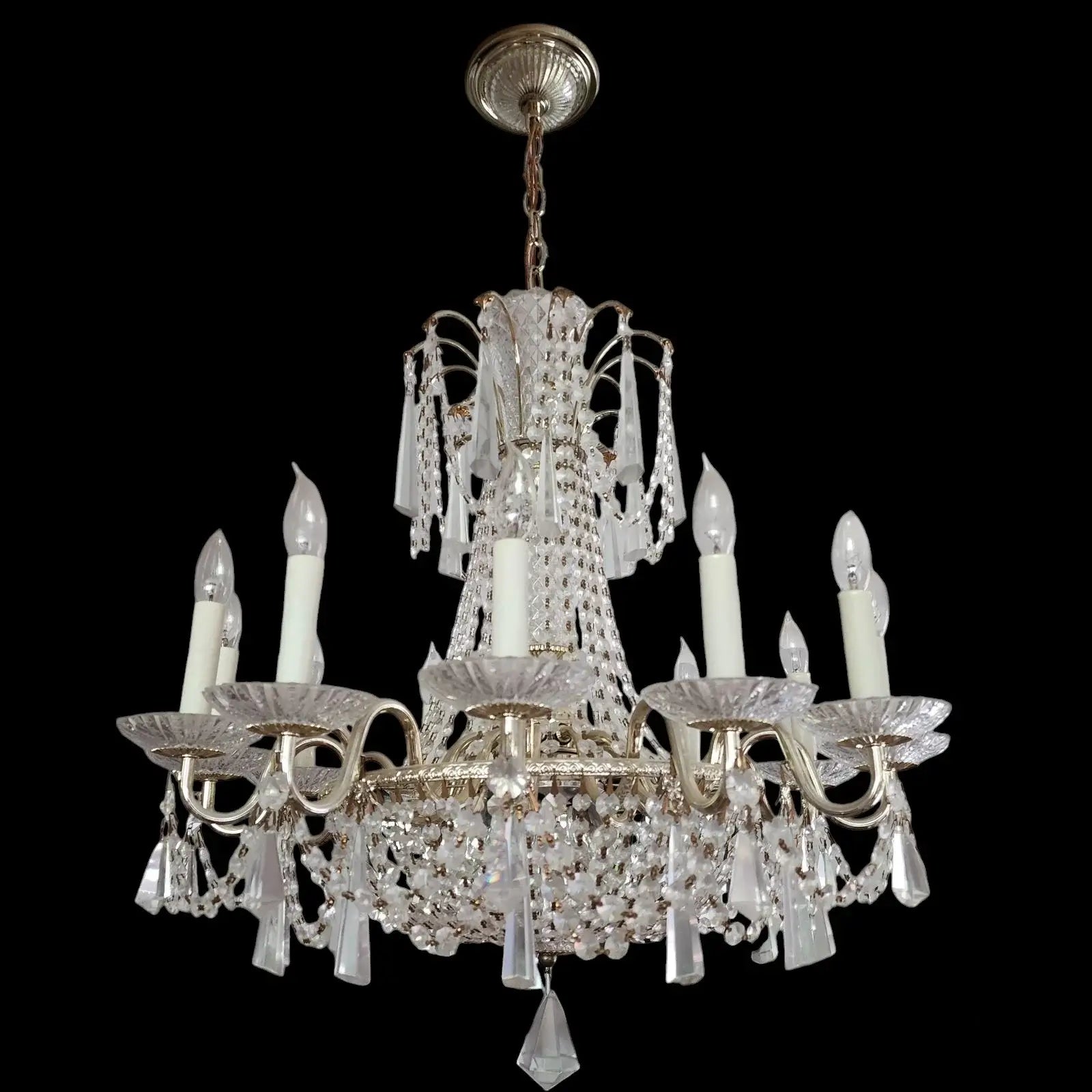 Schonbek Vintage 12 Light Chandelier with Strass Crystal by Swarovski - Antique Style Lighting Crystal Chandelier