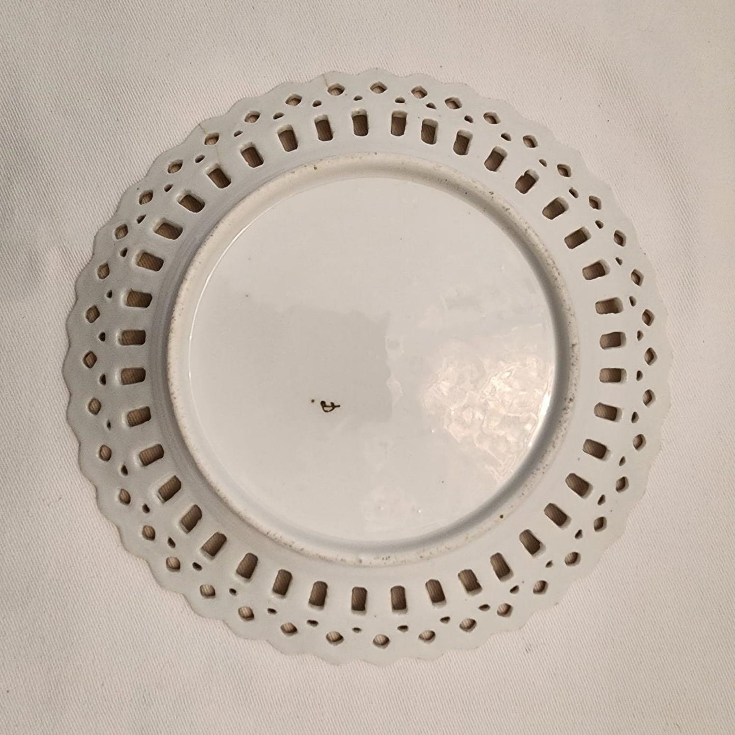 White plate with castle design.