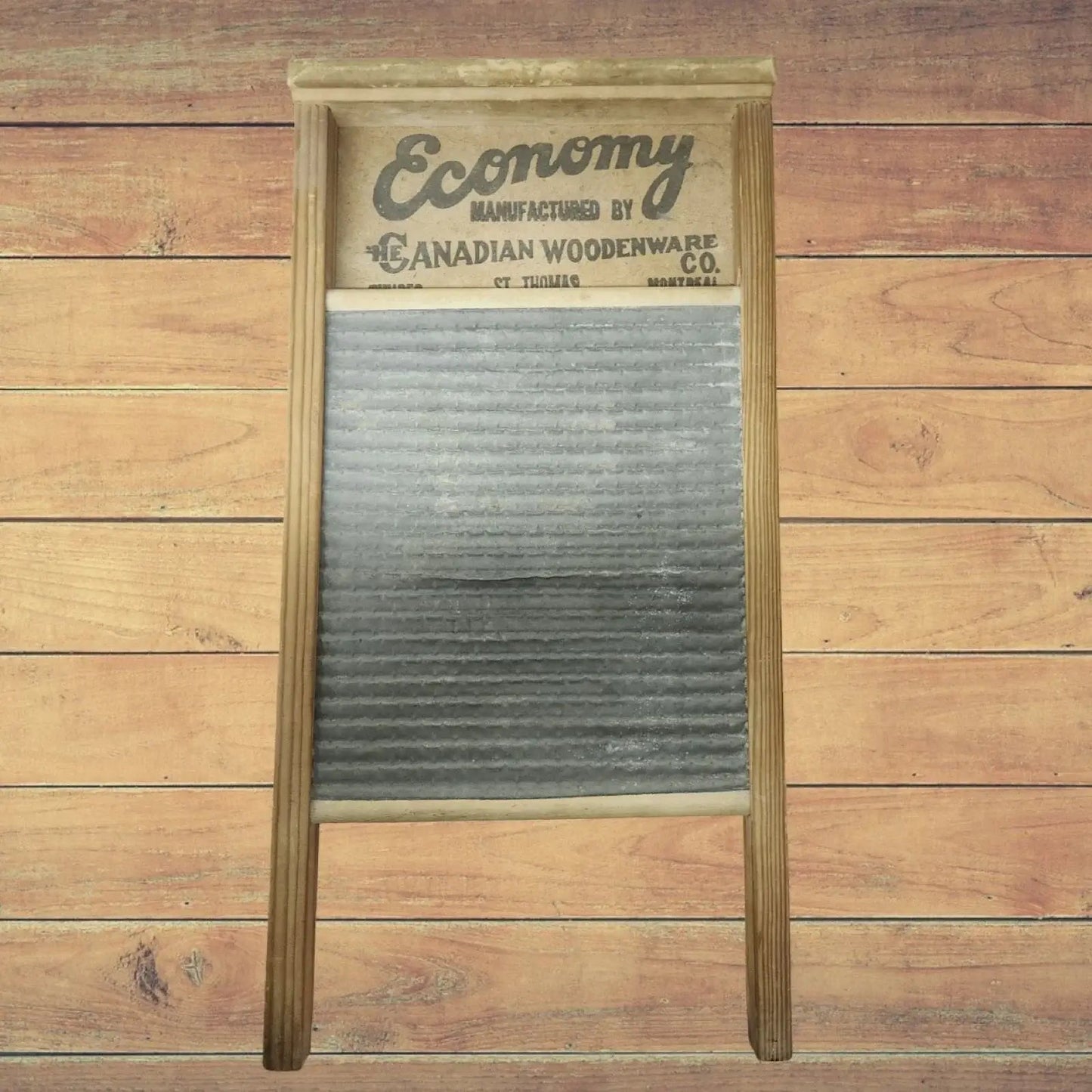 Vintage Economy Canadian Woodenware Co. Wood and Metal Washboard - Mulberry Lane Antique Laundry Vintage Washboard