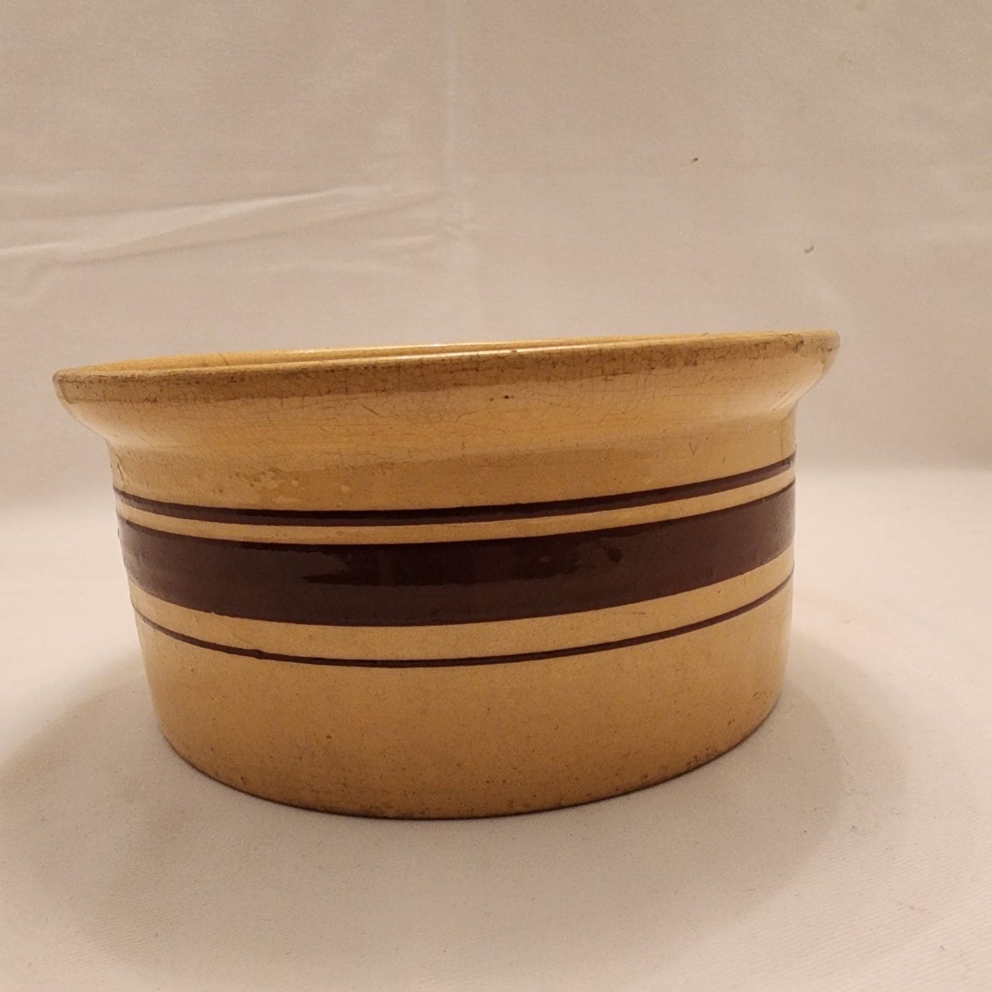 Weller Yellow Ware - Brown Banded Strip - Vintage Stoneware Bowl - Mulberry Lane Inspirations Antique Stoneware Bowl
